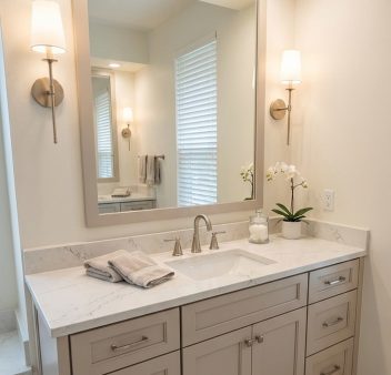 Finished Jupiter bathroom remodeling project by Meltini Remodeling
